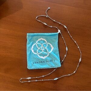 Kendra Scott Silver Necklace with Iridescent Stones and dust bag
